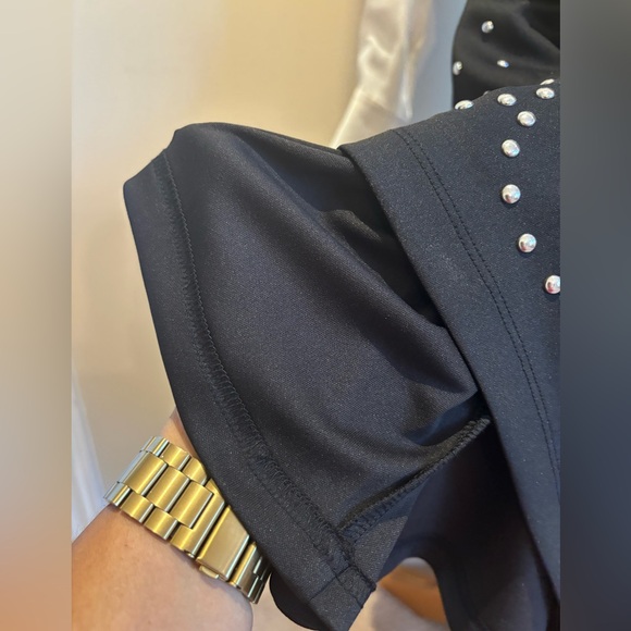 Karl Lagerfeld Paris, Long Sleeve Dress with studded skirt and belt. Size US 6 - Picture 4 of 7